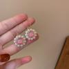Brincos de Pérola Olho de Gato Rosa Super Fada de Primavera Brincos Pequenos Frescos para Meninas Brincos de Clipe Brincos da Moda