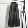 Foto Real de Jeans de Talla Grande con Diseño de Costura Lateral Desplazada al Frente, Pantalones Tipo Banana de Mezclilla Cruda para Mujer, Jeans Sueltos de Pierna Ancha para Primavera y Verano, Pantalones Guadaña de Cintura Alta