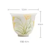 Xícara de Chá com Espiga de Trigo Pintada à Mão em Argila de Jade Porcelana Branca das Dinastias Tang e Song para Uso Doméstico, Conjunto de Chá Kung Fu, Xícara de Chá de Cerâmica, Xícara Única de Porcelana de Jade para Beber Chá