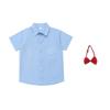 Camisa Azul dos Meninos Manga Longa Top Camisa Infantil Gravata Uniforme da Escola Primária Commuter All-match Roupas das Meninas Azul
