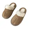 Chinelos de Algodão Estilo Retrô para Mulheres, Outono/Inverno, Dobráveis de Pelúcia, Forrados com Fleece, Quentes, Sola Grossa, Antiderrapantes, Para Uso em Casa e ao Ar Livre, Chinelos Peludos