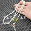 Xinjiang Hotan Jade Blanco Cuentas Redondas Colgante de Jade Cuerda Jade Blanco Grasa Oro Colgante de Bambú de Jade Cuerda Cuentas Antiguas Cadena para Suéter