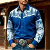 Camisa Masculina Manga Longa Estilo Western Cowboy Personalidade Tendência Casual Street Retro Camisa Fábrica de Origem Dropshipping