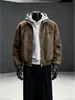 Jaqueta com Capuz Estilo Montanha de Inverno Retrô Americana para Homens, Modelagem Solta, Acolchoada, Quente, com Gola de Pelo, Top Casual com Forro de Fleece