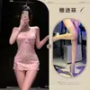 Nueva Bata de Noche Sexy con Aberturas y Escote en V Profundo de Encaje para Mujer de Guino, Vestido Corto Floral con Tirantes Finos y Diseño Atractivo en la Espalda