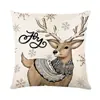 Nueva Funda de Cojín Navideña Impresa de Amazon Reno Navideño Decorativa para Sofá del Hogar Funda de Cojín para Cama