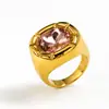 Anillo Geométrico Redondo de Acero de Titanio y Circonita Estilo Ins Europeo y Americano, Joyería para Mujer Moderna y de Alta Gama en Oro de 18K, Resistente al Agua y que No se Desvanece