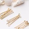 Aguja de Nueve Pines Chapada en Oro de 14K, Pin en T, Pin de Bola, Aguja para Cuentas Hechas a Mano DIY, Materiales para Accesorios de Joyería, Chapado en Oro Real, Chapado en Oro