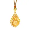 Colgante Antiguo de Diamante Chapado en Oro con Cuatro Bendiciones y Diseño de Calabaza de la Fortuna, Nueva Cadena para Suéter de la Fortuna Estilo Chino