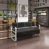 Sofá de Peluquería Silla de Espera Sofá de Acero Inoxidable Área de Descanso de Peluquería Sofá de Recepción Salón de Belleza Peluquería Exclusivo