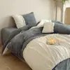 Conjunto de Roupa de Cama de Veludo Leite Outono e Inverno Conjunto de Quatro Peças Capa de Edredom Espessa de Veludo Coral Dupla Face Lençol de Flanela Peça Única Conjunto de Três Peças
