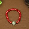 Pulsera de Cinabrio Natural de Nuevo Estilo Hecha a Mano con Cuentas de Alta Gama Pulsera de Arena Dorada Púrpura para Mujer Joyería de Estilo Retro Chino Nuevo