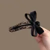 Pasador de Pinza para el Pelo con Lazo de Cinta Estampado de Leopardo Estilo Coreano, Pinza de Pato para Flequillo, Pinza Superior para la Parte Posterior de la Cabeza, Pasador