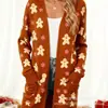 Nuevo cárdigan fino largo de comercio exterior transfronterizo con bolsillos, abrigo suéter de moda estampado para otoño e invierno, personalizado, casual para mujer