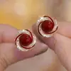 Pendientes de flor de perla coreanos estilo TikTok para mujer, lujo ligero, alta gama, nicho, versátiles, elegantes, populares