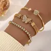 Europa y Estados Unidos transfronterizos el más vendido para mujer pulsera de apertura de mariposa de diamantes de amor moda creativa retro simple conjunto de pulseras