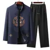 Traje de Inverno Masculino Tradicional Chinês com Forro de Lã, Conjunto de Jaqueta de Algodão Engrossada para Meia-Idade e Idosos, Jaqueta de Pai, Casaco de Algodão, Roupa Externa para Idosos