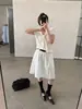 Camiseta de Punto Manga Corta Color Sólido Versátil Estilo Coreano Tg Reductora de Edad Adelgazante Aspecto Cinta Cuello Azul Marino para Mujer Estilo Primavera 2026 26588