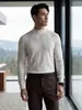 Suéter de imitación de alta calidad 100% cachemir puro para hombre, nuevo suéter de punto de cuello redondo para otoño e invierno, camisa básica simple casual de negocios