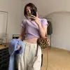 Camiseta Feminina de Manga Curta com Ombro Direito Caído Novo Verão Casual Coreana Branca Exportação Top Camiseta Feminina Slim Elástica para Usar por Baixo