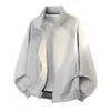 Chaqueta de aviador retro con cuello alto para hombre, chaqueta corta elegante y sofisticada de estilo americano con hombros rectos