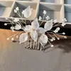 Set de Peine de Novia Accesorios para Fotografía de Bosque Peine de Pelo Hecho a Mano con Flor de Acrílico Rosa Tocado de Boda Xiuhe