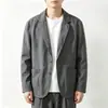Traje Casual de Negocios para Hombre 2026 Color Sólido Algodón Lino Chaqueta de Una Sola Capa Estilo Relajado Traje Holgado Parte Superior