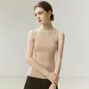 Suéter de Cachemira para Mujer Bai Cai Rong Otoño/Invierno 2026, Sin Mangas, Cuello Semi Alto, Diseño Versátil, Tejido de Lana