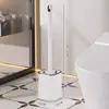 Juego de Cepillo para Inodoro para Uso Doméstico, Mango Largo, Montado en la Pared, Sin Rincones Muertos, con Base Redonda, Herramienta de Cepillo para Limpieza de Baño