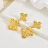 Brincos de Aço Inoxidável Dourados Vintage Flor de Girassol Estilo Europeu e Americano, Luxo Leve, Sensação de Alto Padrão, Design Exagerado, Brincos de Nicho
