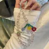 Cadena para Teléfono de Cristal Rosa Brillante con Forma de Flor y Perlas, Estilo Chica Linda y Energética, Accesorio de Lanyard para Teléfono Dulce y Delicado