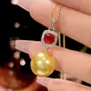 Nuevo Conjunto de Lujo Zhuangshengsheng Joyería Base de Cobre Chapado en Oro Corindón Rojo Perla Oro Oscuro para Mujer 14-12m 2025