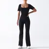 Novo Body de Yoga Canelado com Sutiã Embutido Sem Costura Roupa Esportiva Fitness Leotard para Treinamento de Pilates de Alta Intensidade