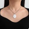 Acero Titanio Punk Trendy Collar para Hombre y Mujer Colgante Ovalado Cortado San Cipriano Collar de Acero Inoxidable
