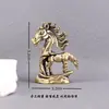 Latão Abstrato Cavalo de Duas Cabeças Ornamento de Mesa de Escritório Criativo Pônei de Duas Cabeças Animal de Estimação para Chá Pequena Peça de Bronze Ornamento