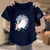 Camiseta básica de verano de talla grande con estampado de unicornio y arcoíris para mamás, de comercio exterior transfronterizo, con descuento, de manga corta, corte holgado, versátil