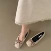 Zapatos de punta cuadrada con lazo retro de Corea del Sur para mujer, otoño e invierno 2024, nuevos zapatos de leche suaves y poco profundos, zapatos Mao Mao