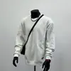 2025 Nova Coleção Outono Marca Americana Tendência Moletom Gola Redonda Patchwork Manga Longa Pulôver Simples Casual Cinza Top para Homens