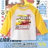 Ropa con temática del coche Rayo McQueen para niños pequeños, tops finos de primavera y otoño, camiseta de algodón para niños con mangas raglán largas, moderna