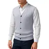 Transfronterizo 2025 Nuevo Chaleco de Punto para Hombre Multicolor Trenzado Cuello en V Sin Mangas Cárdigan Chaleco Suéter de Negocios para Hombre