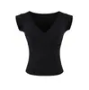 Ropa de Mujer Transfronteriza al por Mayor Verano 2026 Nuevo Estilo Europeo y Americano Moda Color Sólido Versátil Casual Top Camiseta de Manga Corta con Cuello en V