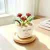 Maceta de rosa de cristal de Zibo, adorno de flor eterna de cristal, manualidad de escritorio, Día de San Valentín, Día de la Madre, Día del Maestro