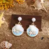 Pendientes de Lujo Alto Estilo Francés Mori Monet para Mujer, Elegantes y Dulces Pendientes Florales Frescos de Concha para Vacaciones