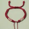 Pulseira de Nó de Flor de Pessegueiro Semi-Acabada, Tecelagem Manual de Fio de Cinco Cores para o Ano de Nascimento, Pulseira DIY para Adulto, Joia de Corda Trançada Atacado