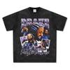 Camiseta de manga corta holgada informal para hombre y mujer, estilo retro lavado de estilo anime antiguo, estilo europeo y americano