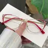 Gafas Lisas de Metal con Montura Pequeña para Mujer, Montura de Gafas Retro Ojo de Gato con Bolas Pintadas, Tendencia Europea y Americana de Gafas Personalizadas con Filtro de Luz Azul