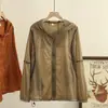 Ropa de Protección Solar de Secado Rápido con Empalme para Mujer, Nuevo Estilo de Verano, Gama Alta, Talla Grande, Ropa Transpirable con Protección Solar, Chaqueta Holgada de Manga Larga en Color de Contraste