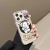 Capa de Celular Desenho de Cachorro Musical para iPhone 17 Pro Max, Superfície Espelhada Galvanizada para iPhone 16/13/14/15