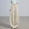 Pantalones Deportivos Casuales Estilo Coreano Nuevos 2026, Otoño Nuevo Cordón Pierna Ancha Sueltos Diseño Curvo Único Pantalones de Maternidad