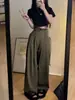 Calça de Trabalho Casual Grande Tamanho Formato Pera Feminina Primavera e Verão 2024 Nova Cintura Alta Solta Emagrecimento Perna Larga Calça de Alfaiataria